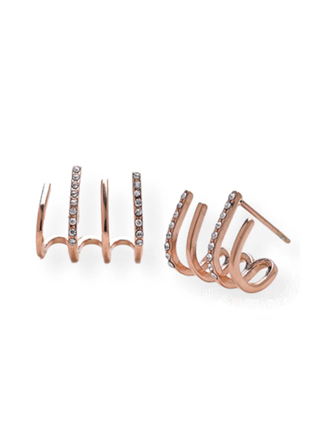 

PALMONAS Stainless Steel Rose Gold-Plated Contemporary Studs Earrings