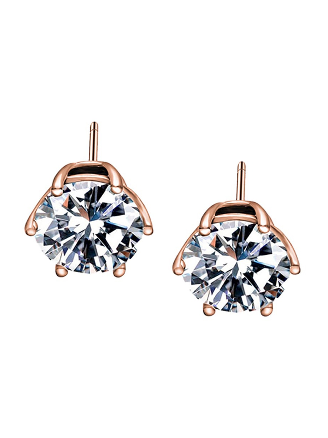 

PALMONAS Stainless Steel Rose Gold-Plated Contemporary Studs Earrings