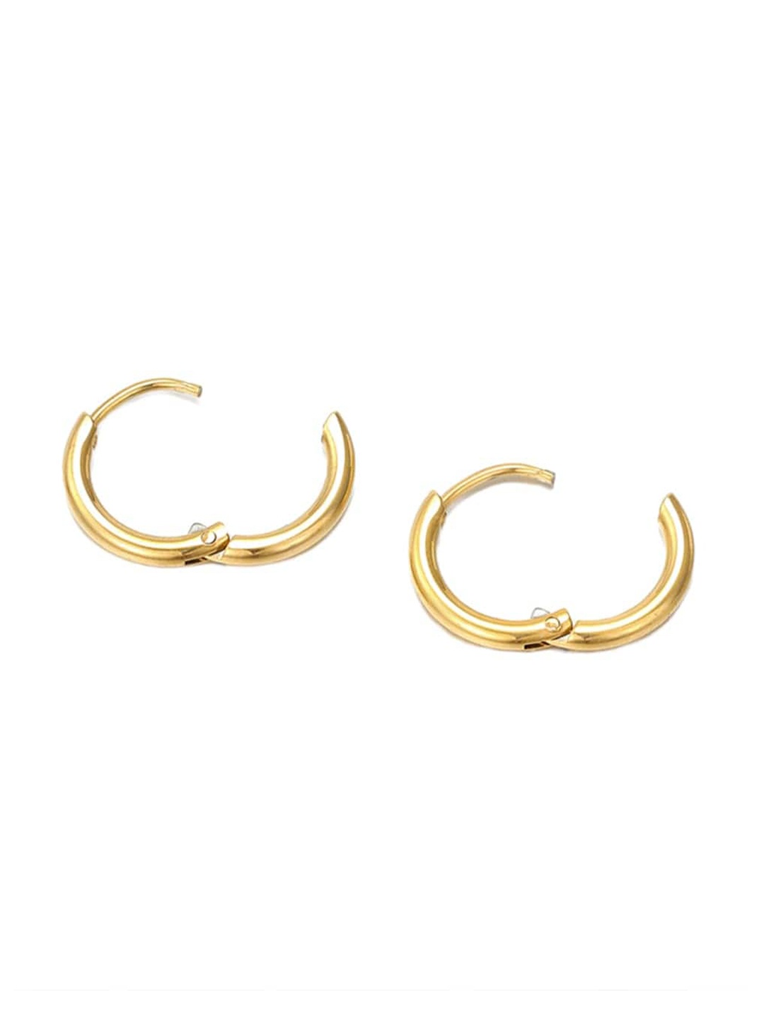

PALMONAS Gold-Plated Contemporary Stainless Steel Hoop Earrings