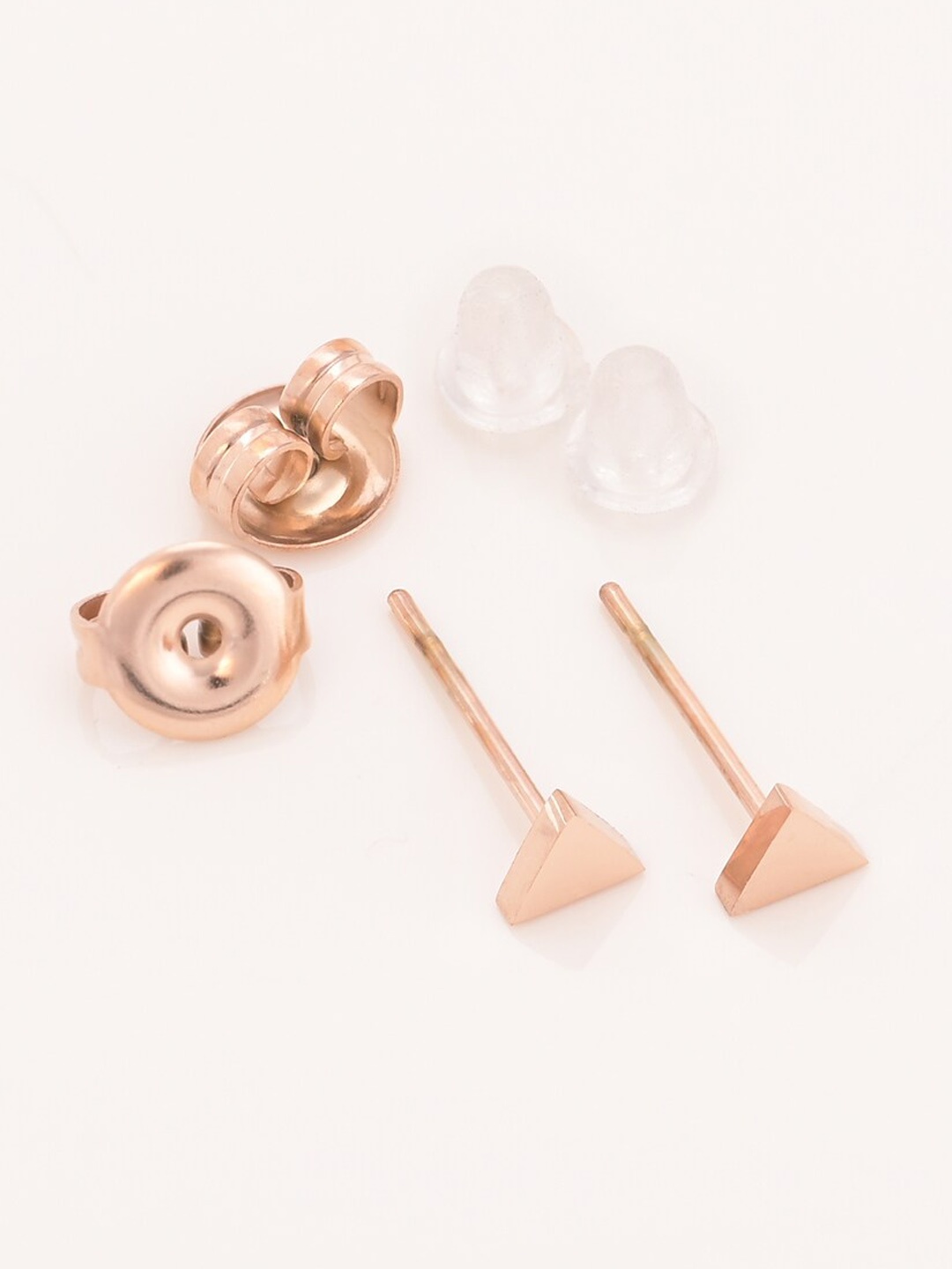 

PALMONAS Rose Gold-Plated Stainless Steel Contemporary Studs Earrings