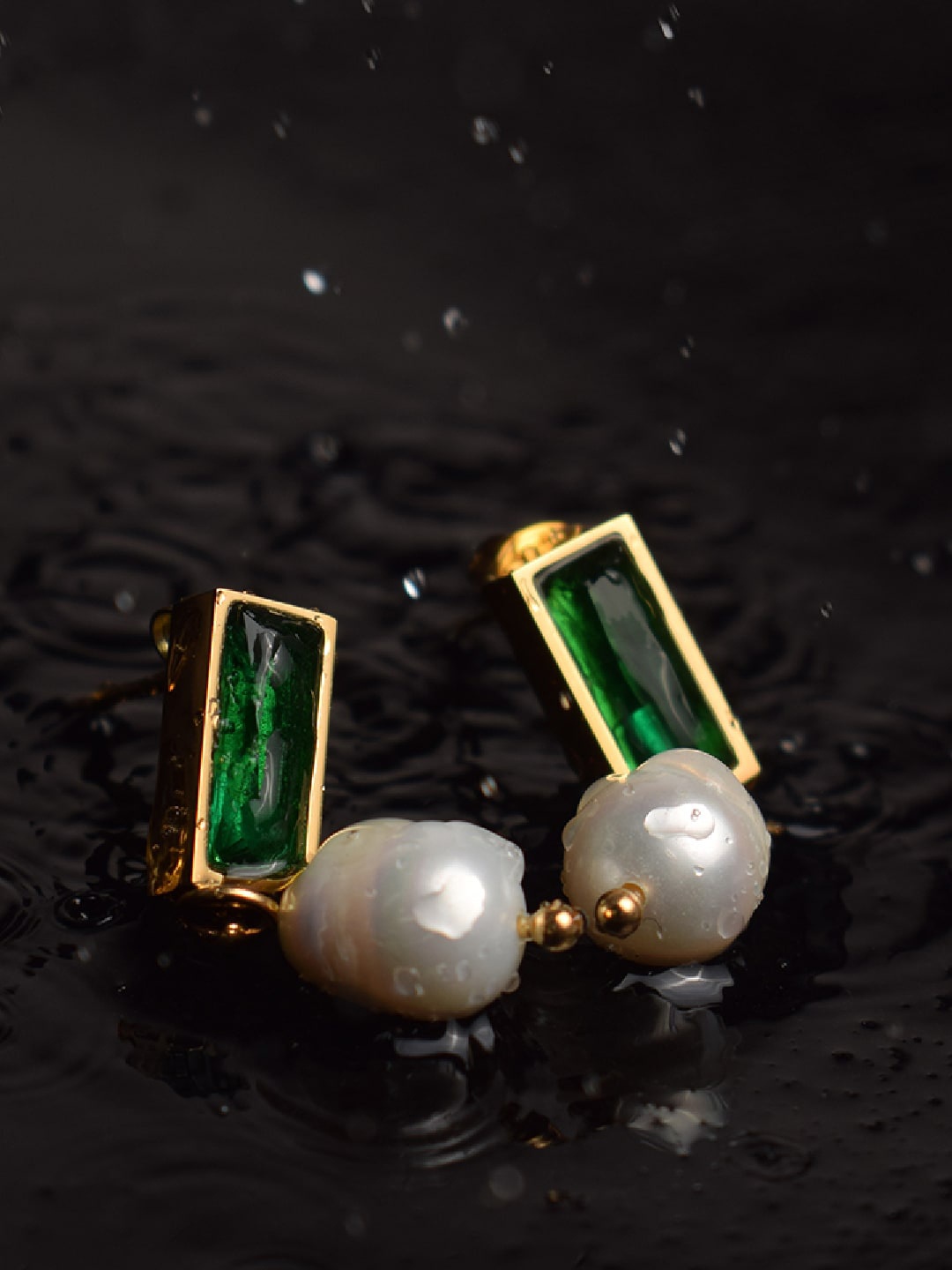 

PALMONAS Gold-Plated Stainless Steel Contemporary Drop Earrings