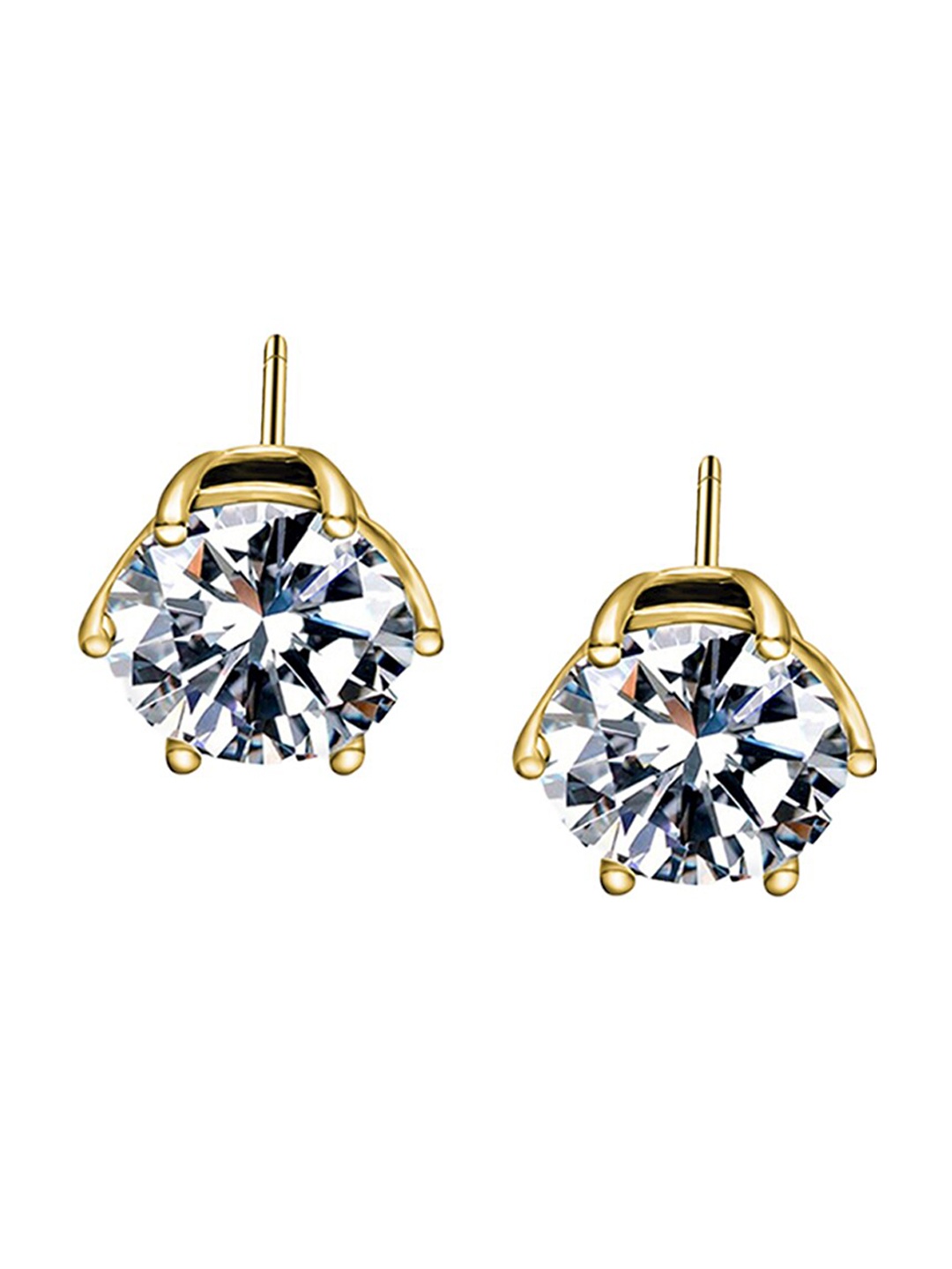 

PALMONAS Gold-Plated Stone-Studded Studs Earrings