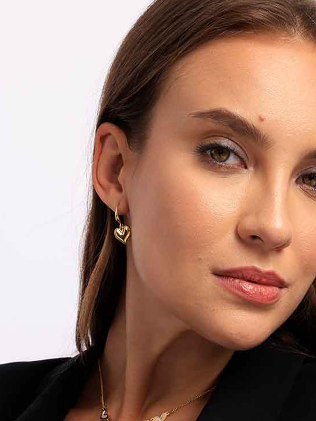 

PALMONAS Gold Plated Heart Shaped Hoop Earrings