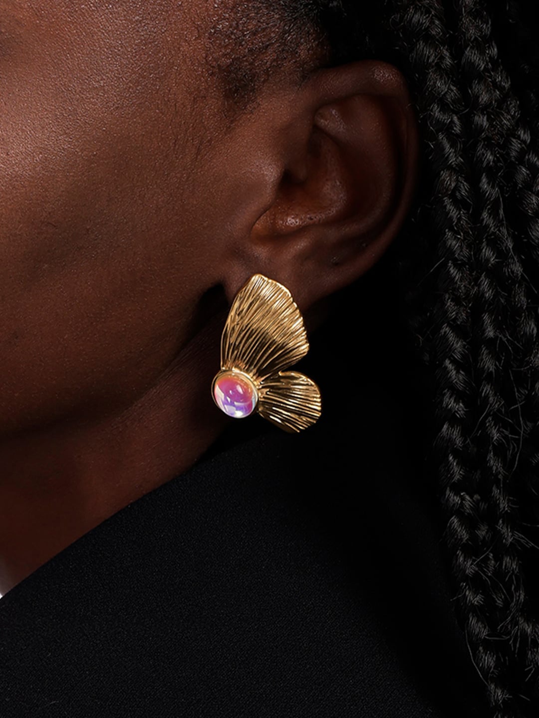 

PALMONAS Gold-Plated Stone-Studded Drop Earrings