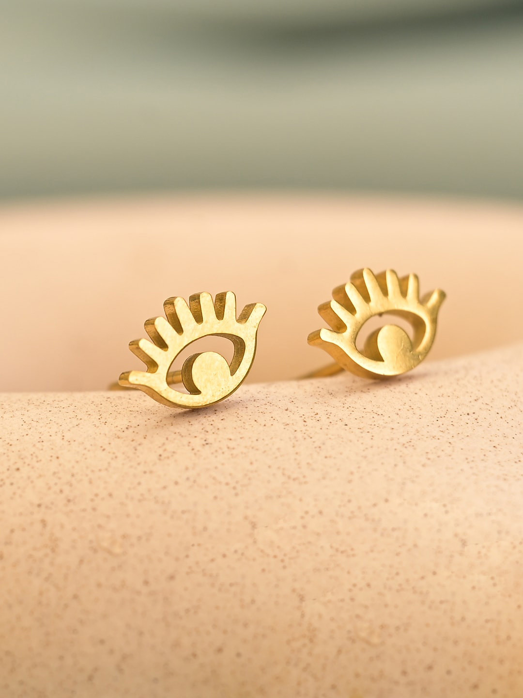 

PALMONAS Gold-Plated Contemporary Studs Earrings