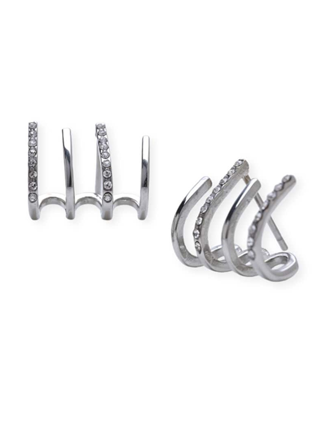 

PALMONAS Silver-Plated Stainless Steel Contemporary Studs Earrings