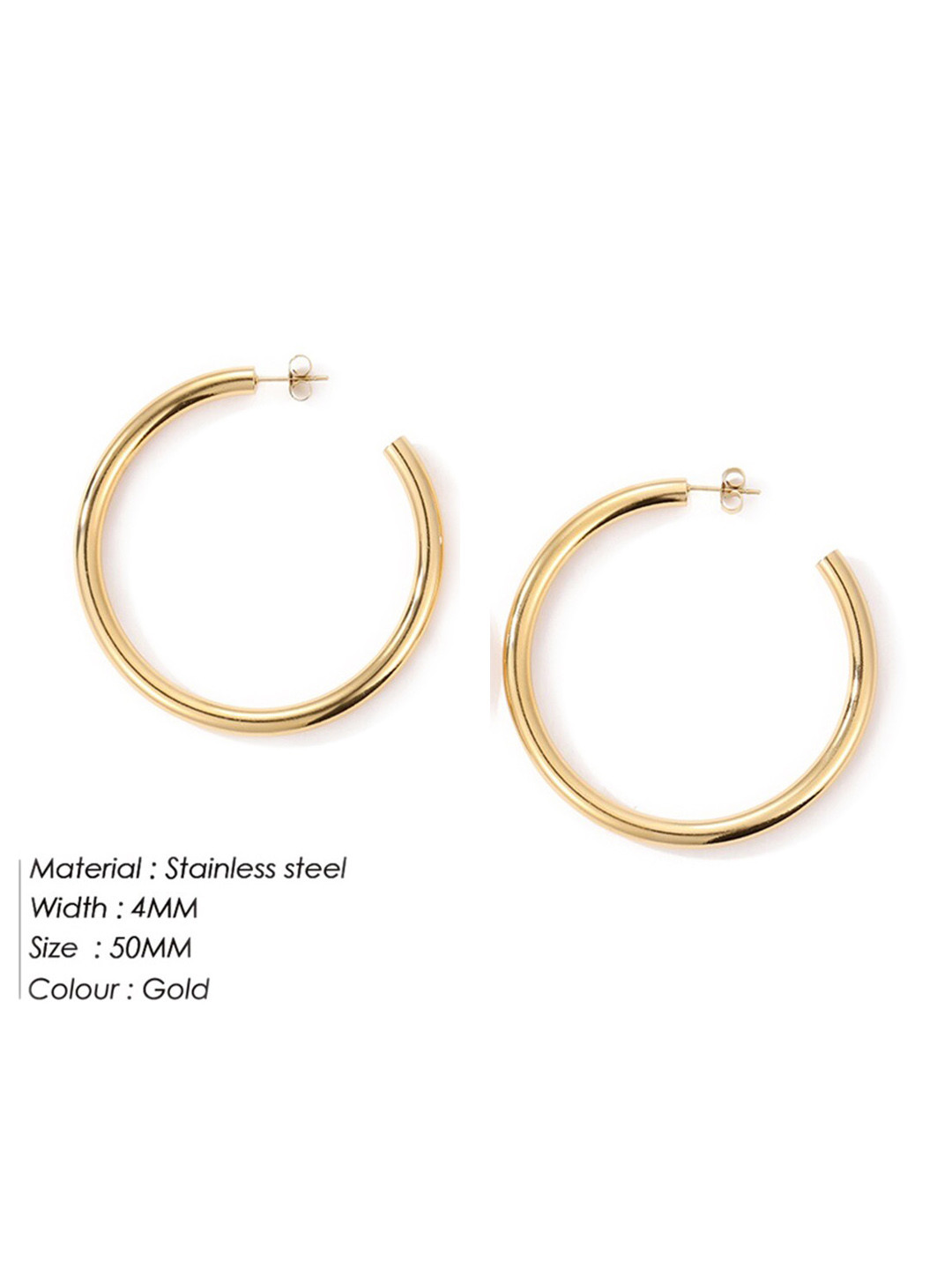 

PALMONAS Gold-Plated Stainless Steel Contemporary Half Hoop Earrings