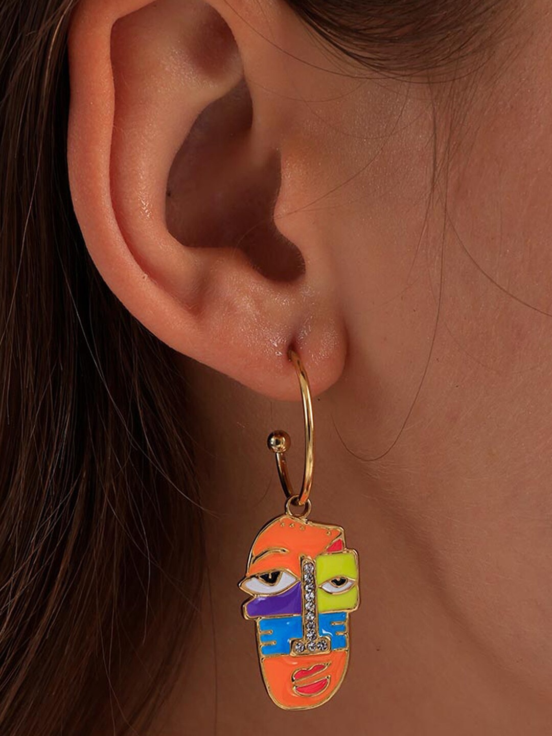 

PALMONAS Gold-Plated Stainless Steel Contemporary Drop Earrings