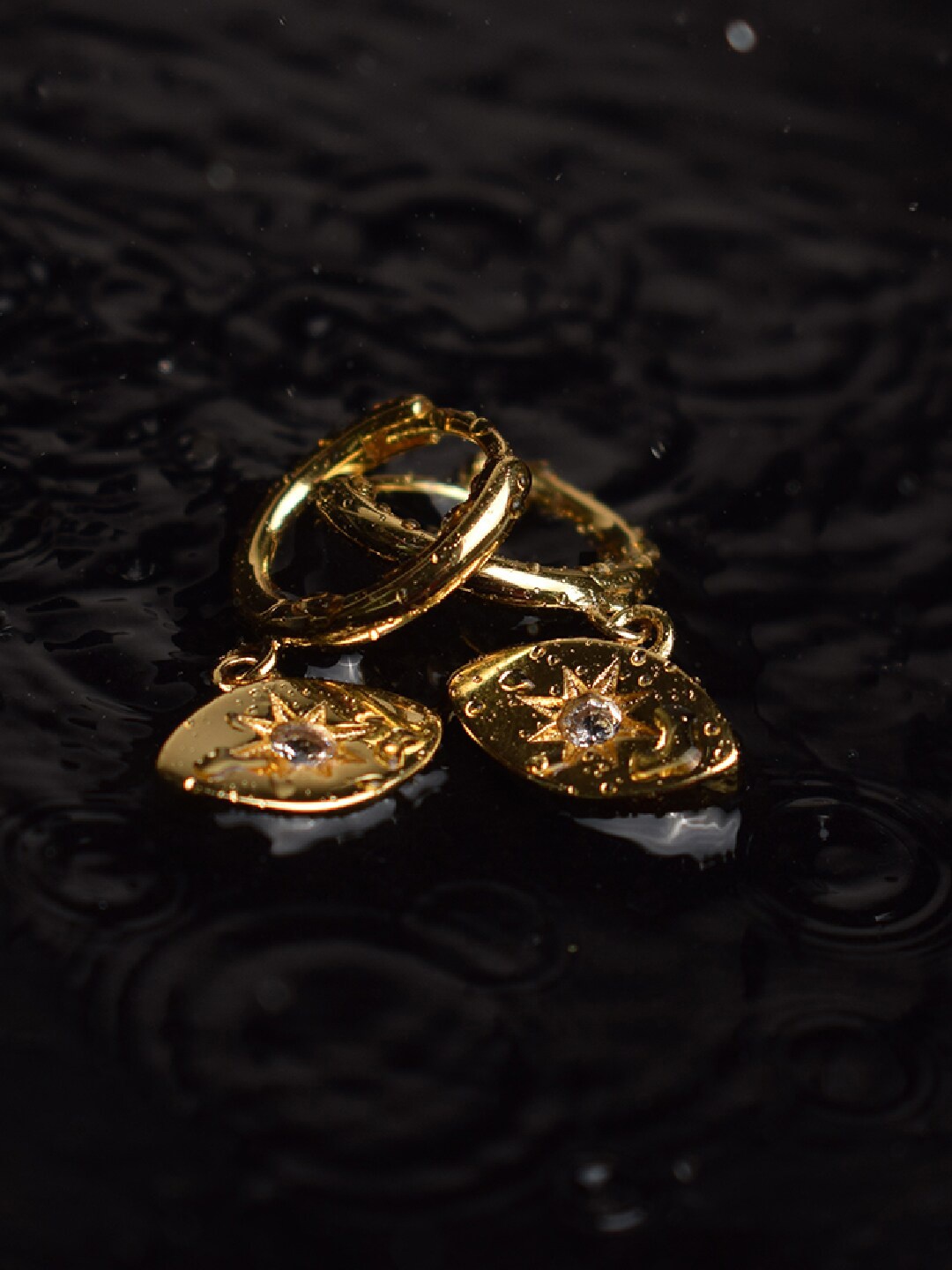 

PALMONAS 18KT Gold Plated Stainless Steel Star Shaped Hoop Earrings