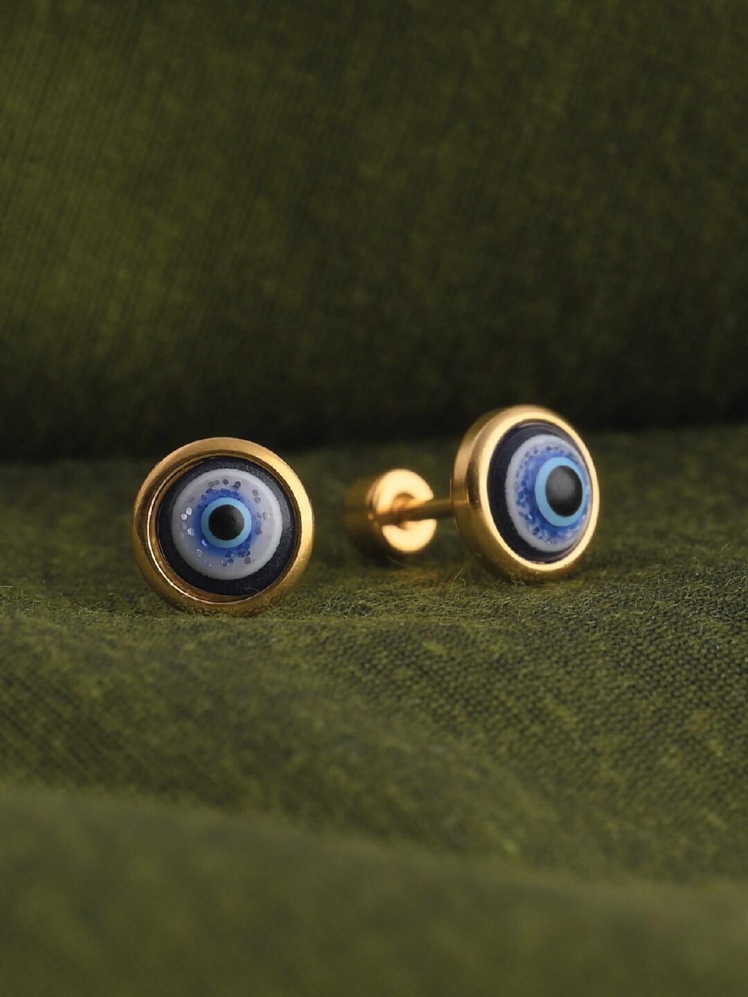 

PALMONAS Gold-Plated Contemporary Studs Earrings