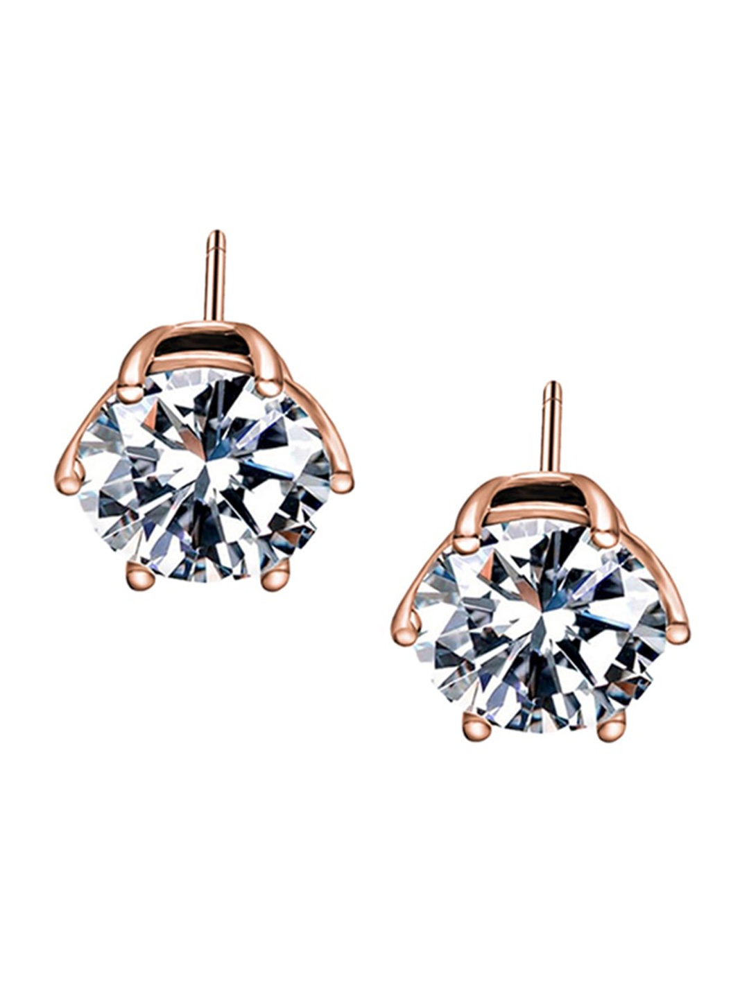 

PALMONAS Rose Gold-Plated Contemporary Stainless Steel Studs Earrings