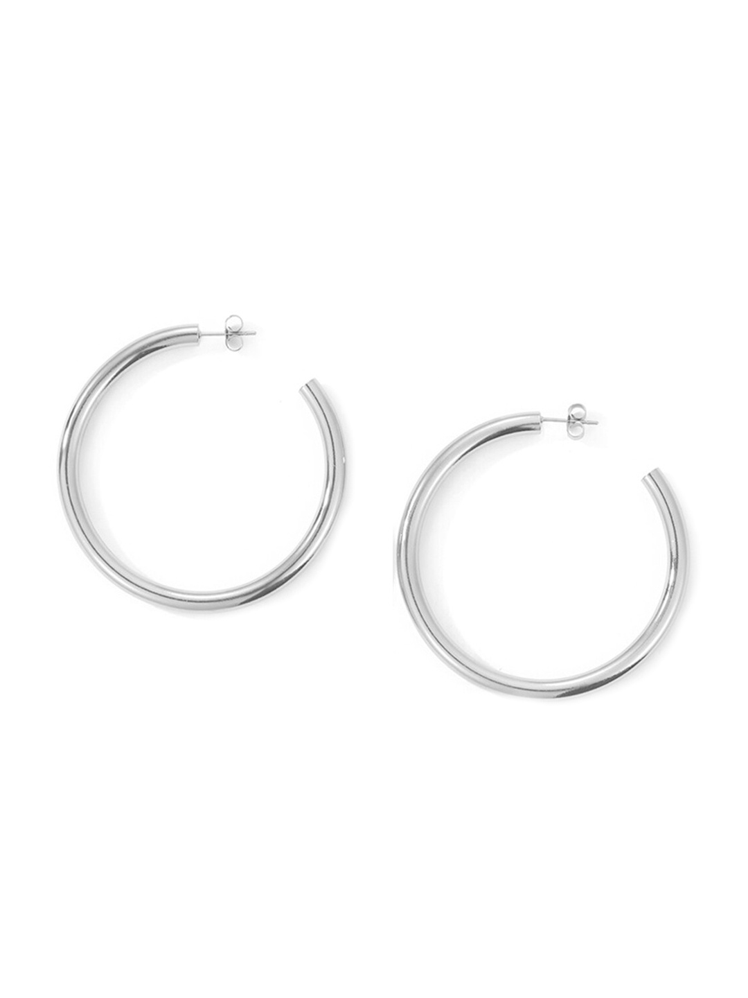 

PALMONAS Silver-Plated Contemporary Hoop Earrings