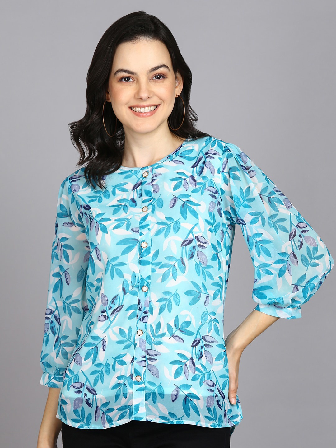 

Prettify Tropical Printed Top, Blue