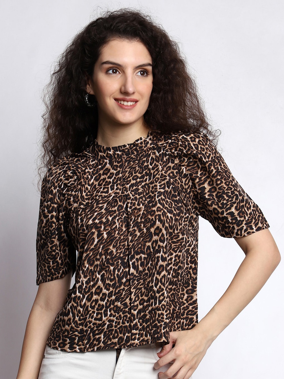 

Prettify Animal Printed Top, Brown