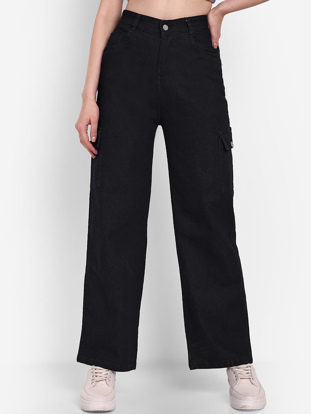 

Next One Women Smart Wide Leg High-Rise Stretchable Jeans, Black