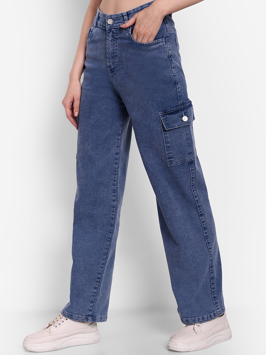 

Next One Women Smart Wide Leg High-Rise Stretchable Jeans, Blue