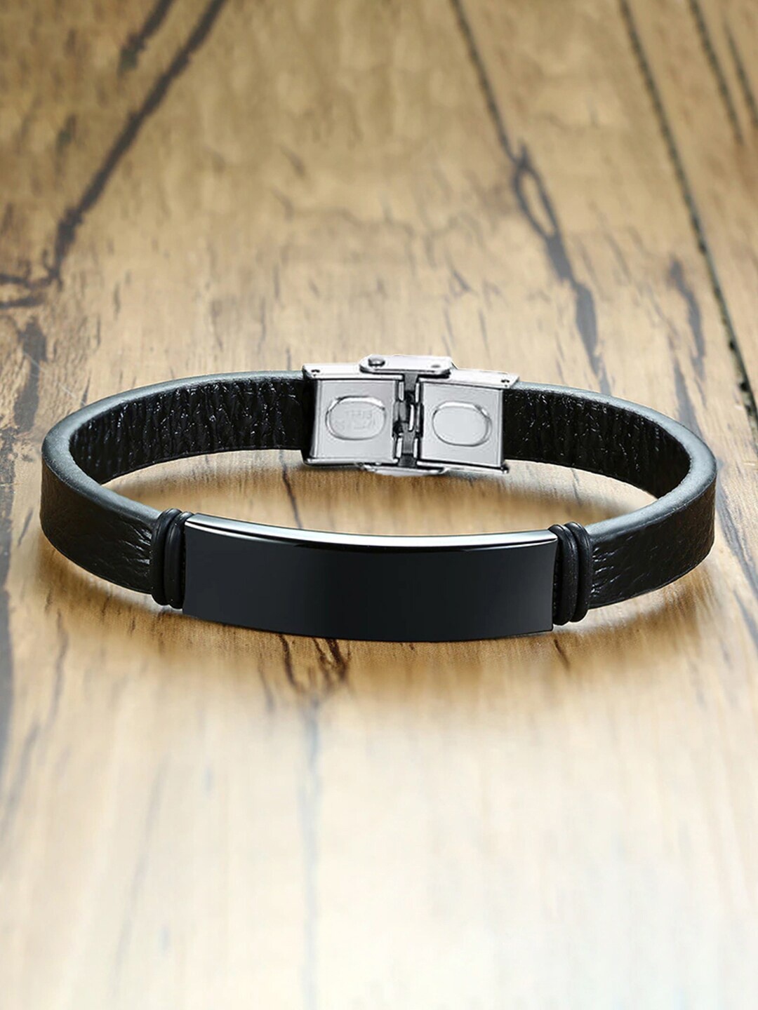 

YouBella Men Leather Wraparound Bracelet, Black