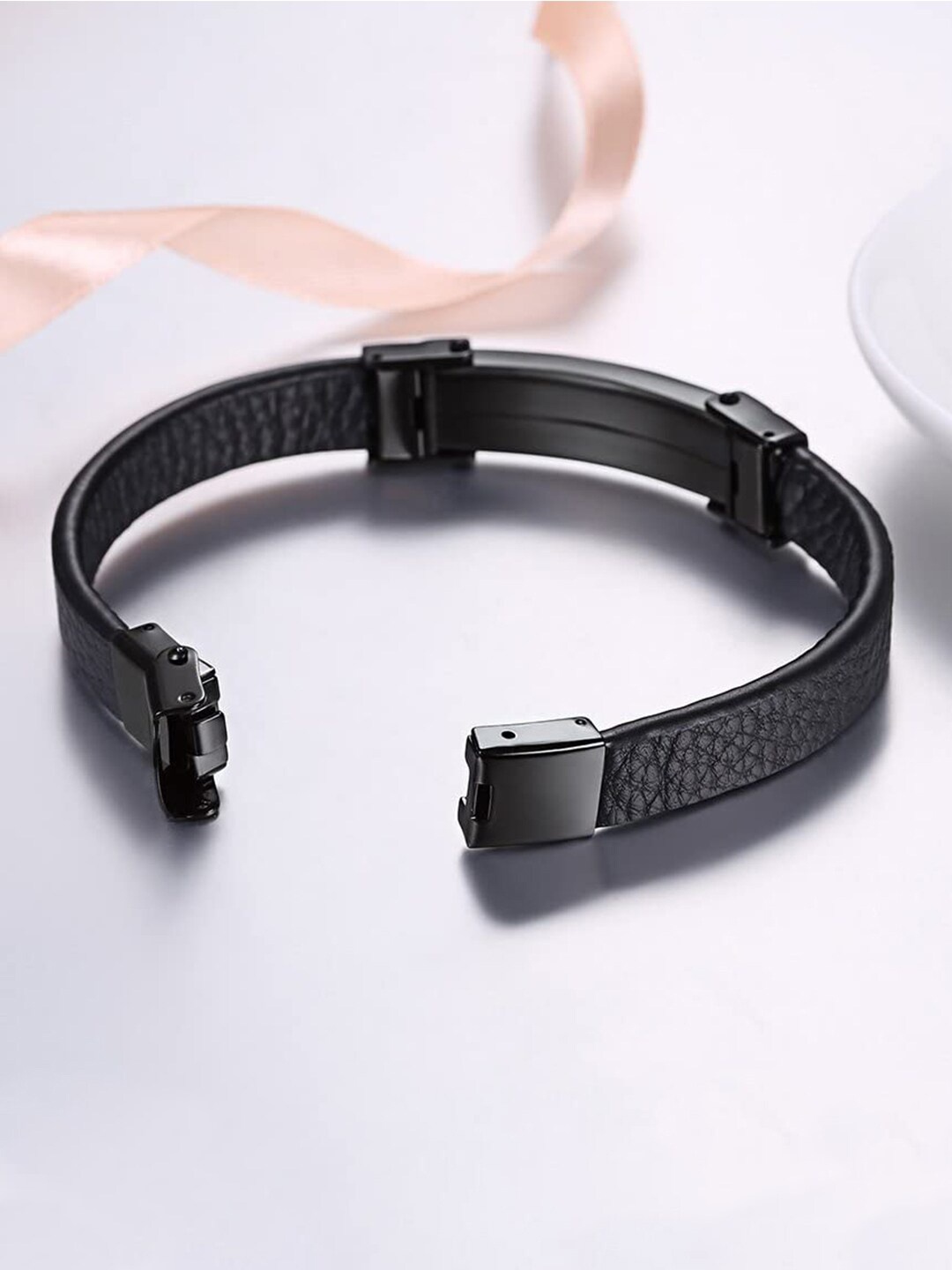 

YouBella Men Leather Wraparound Bracelet, Black