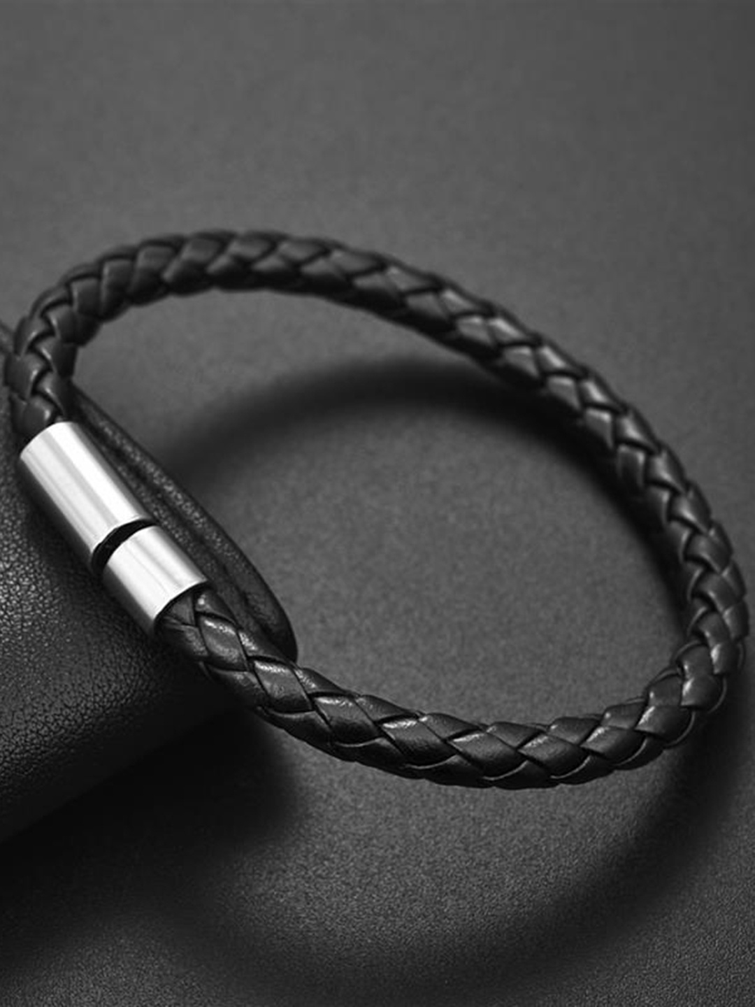 

YouBella Men Leather Wraparound Bracelet, Black