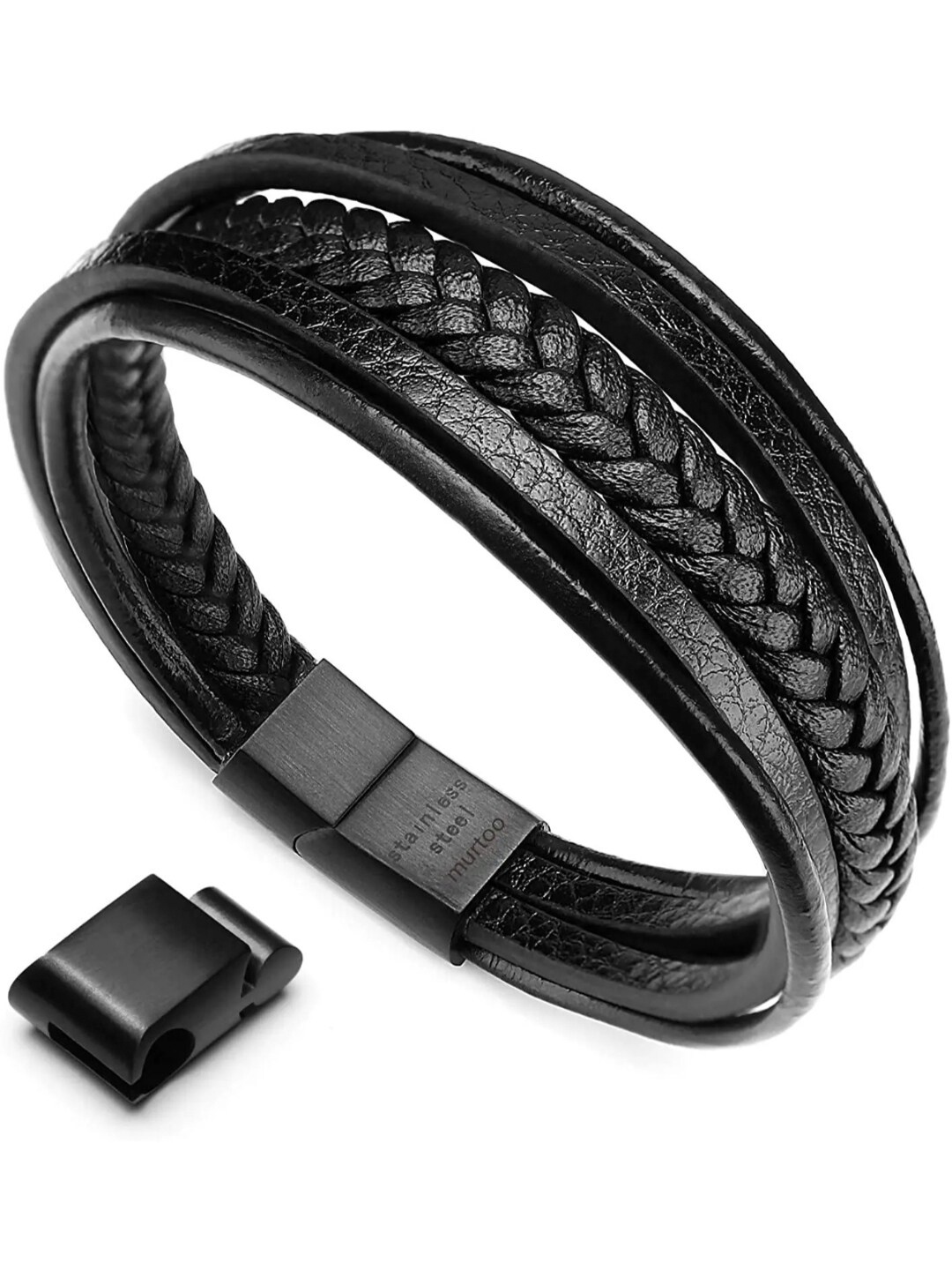 

YouBella Men Leather Wraparound Bracelet, Black