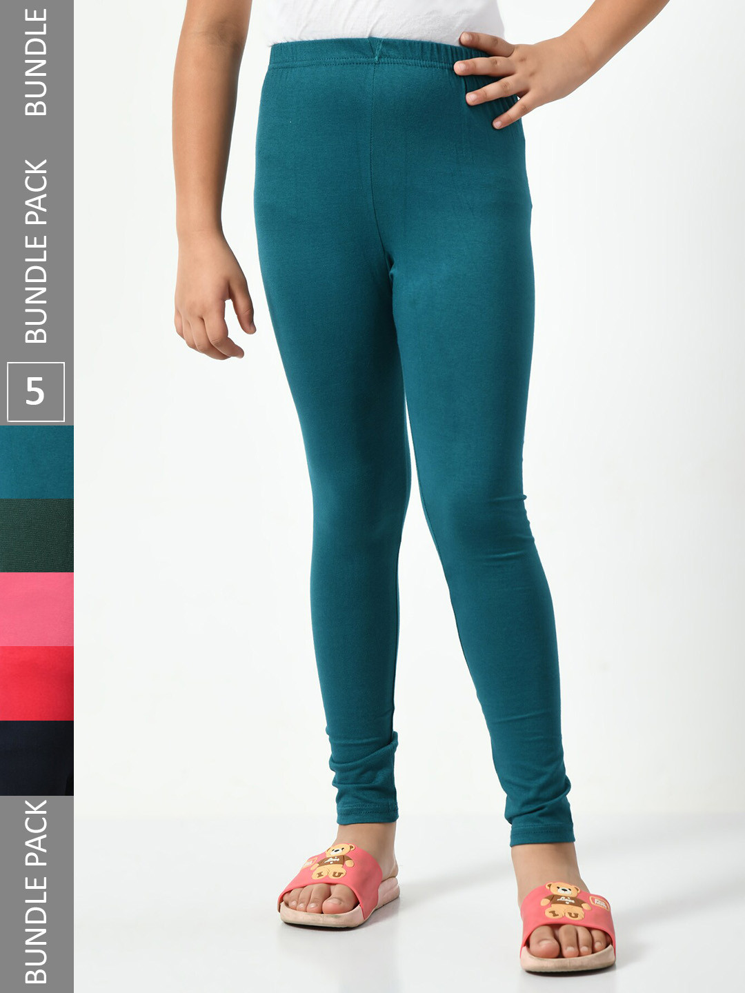 

BAESD Girls Pack Of 5 Churidar Length Leggings, Green