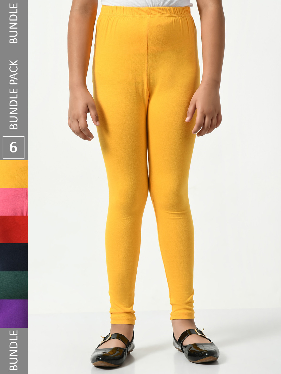 

BAESD Girls Pack of 6 Super Soft Churidar Length Leggings, Yellow