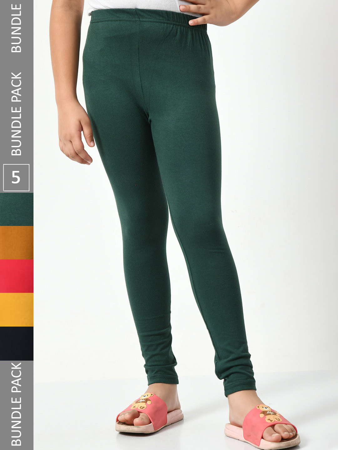 

BAESD Girls Pack Of 5 Churidar-length Leggings, Black