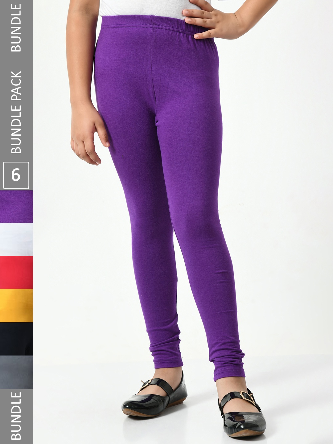 

BAESD Girls Pack Of 6 Churidar-Length Leggings, Purple