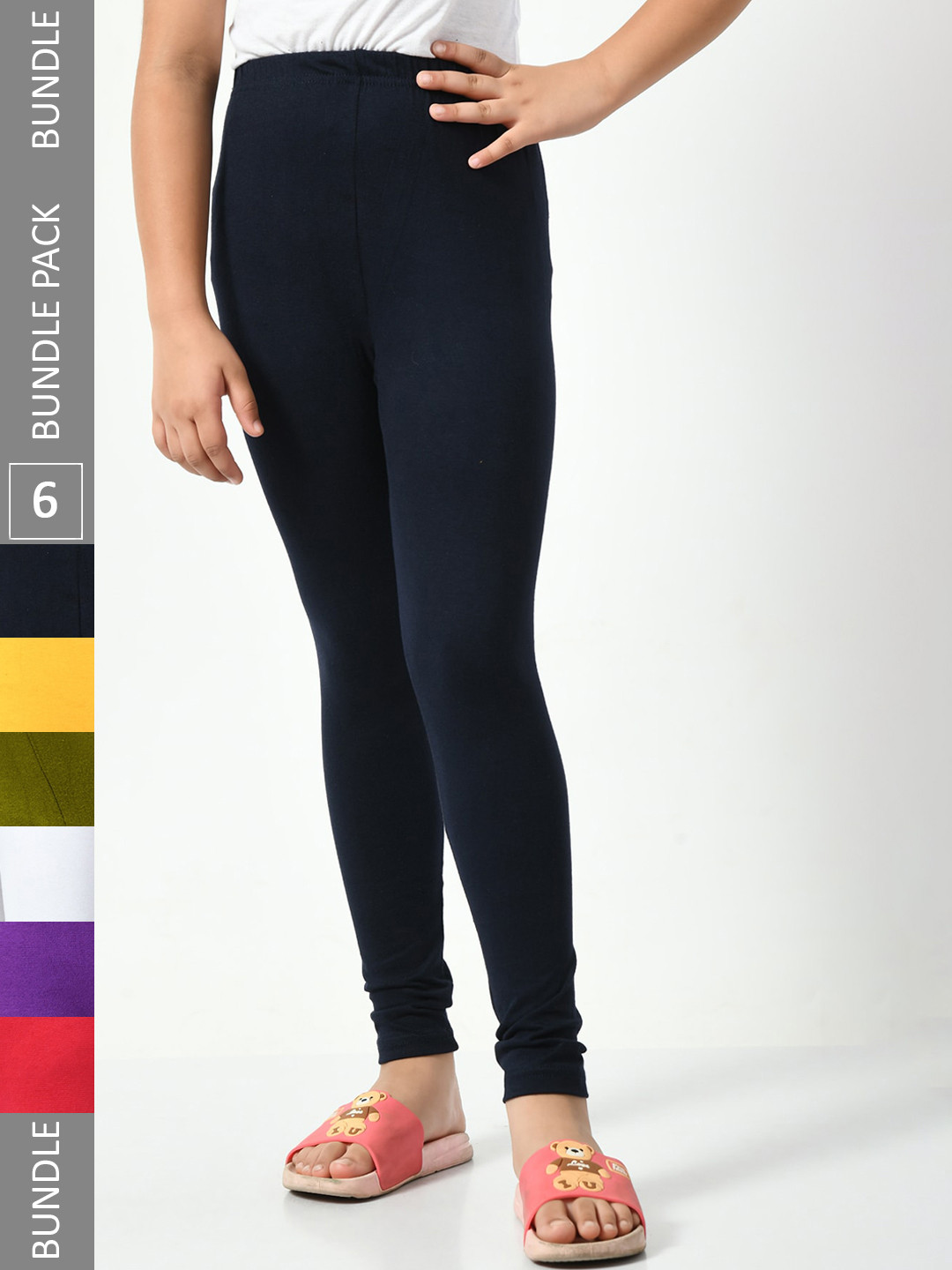 

BAESD Girls Pack Of 6 Churidar-Length Leggings, Black