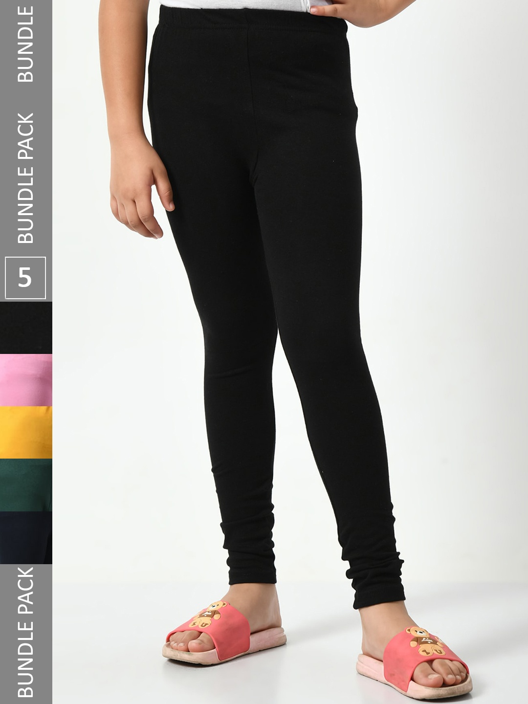 

BAESD Girls Pack Of 5 Churidar-length Leggings, Black