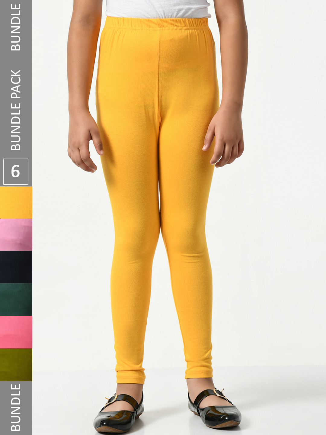 

BAESD Girls Pack Of 6 Churidar Length Leggings, Yellow