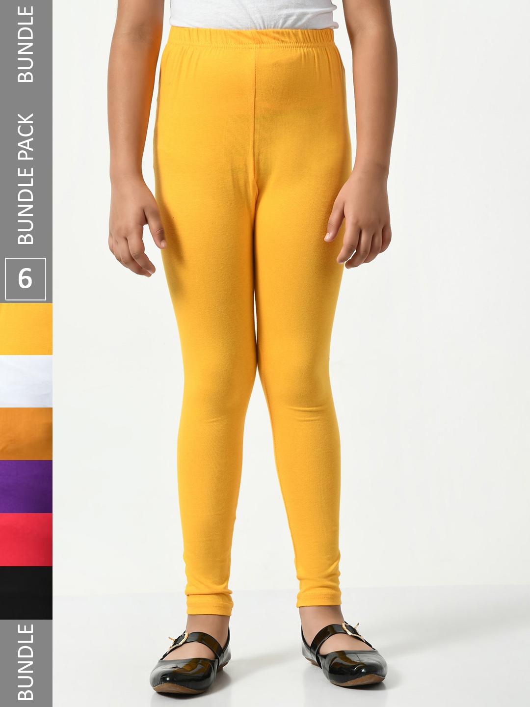

BAESD Girls Pack Of 6 Super Soft Ankle Length Cotton Leggings, Yellow