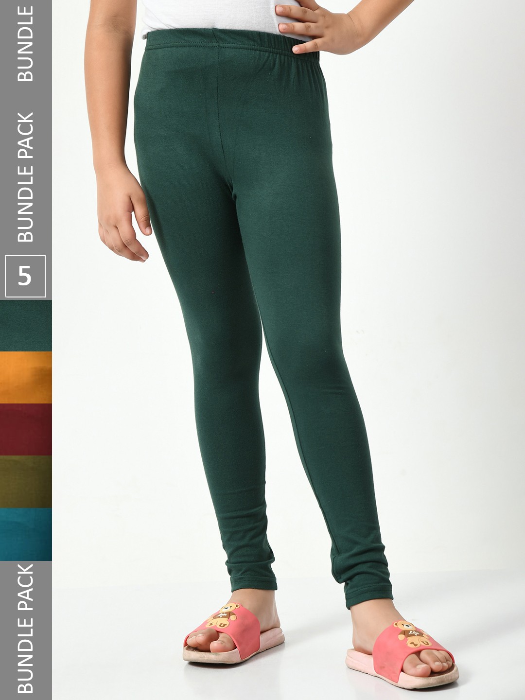 

BAESD Girls Pack of 5 Churidar-Length Leggings, Green