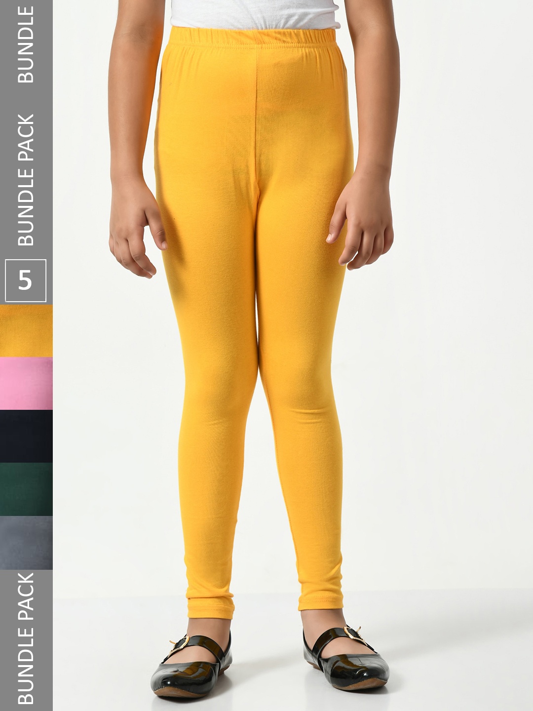 

BAESD Girls Pack Of 5 Churidar-Length Leggings, Yellow