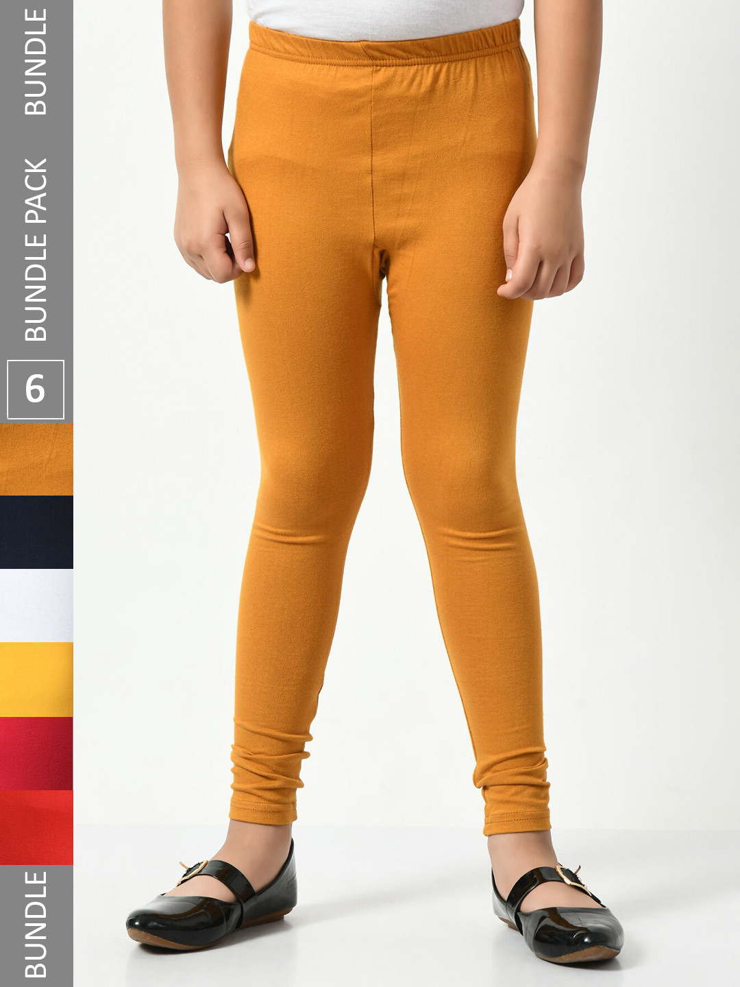 

BAESD Girls Pack Of 6 Churidar-length Leggings, Yellow