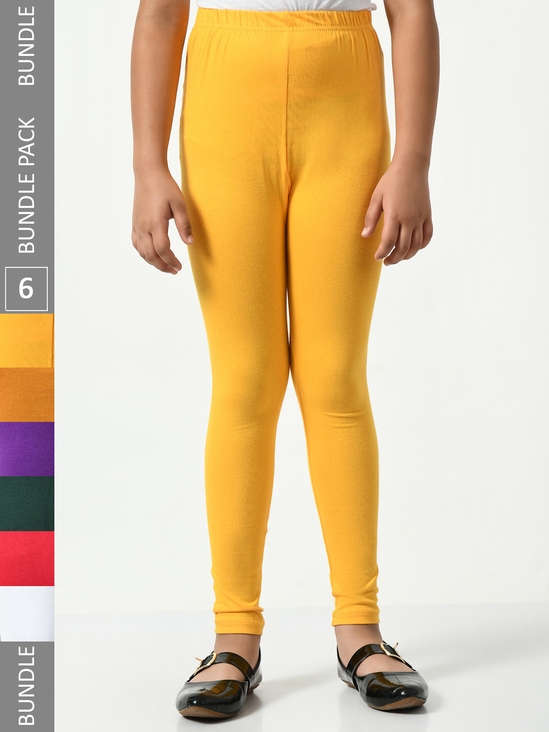 

BAESD Girls Pack of 6 Churidar-Length Leggings, Yellow