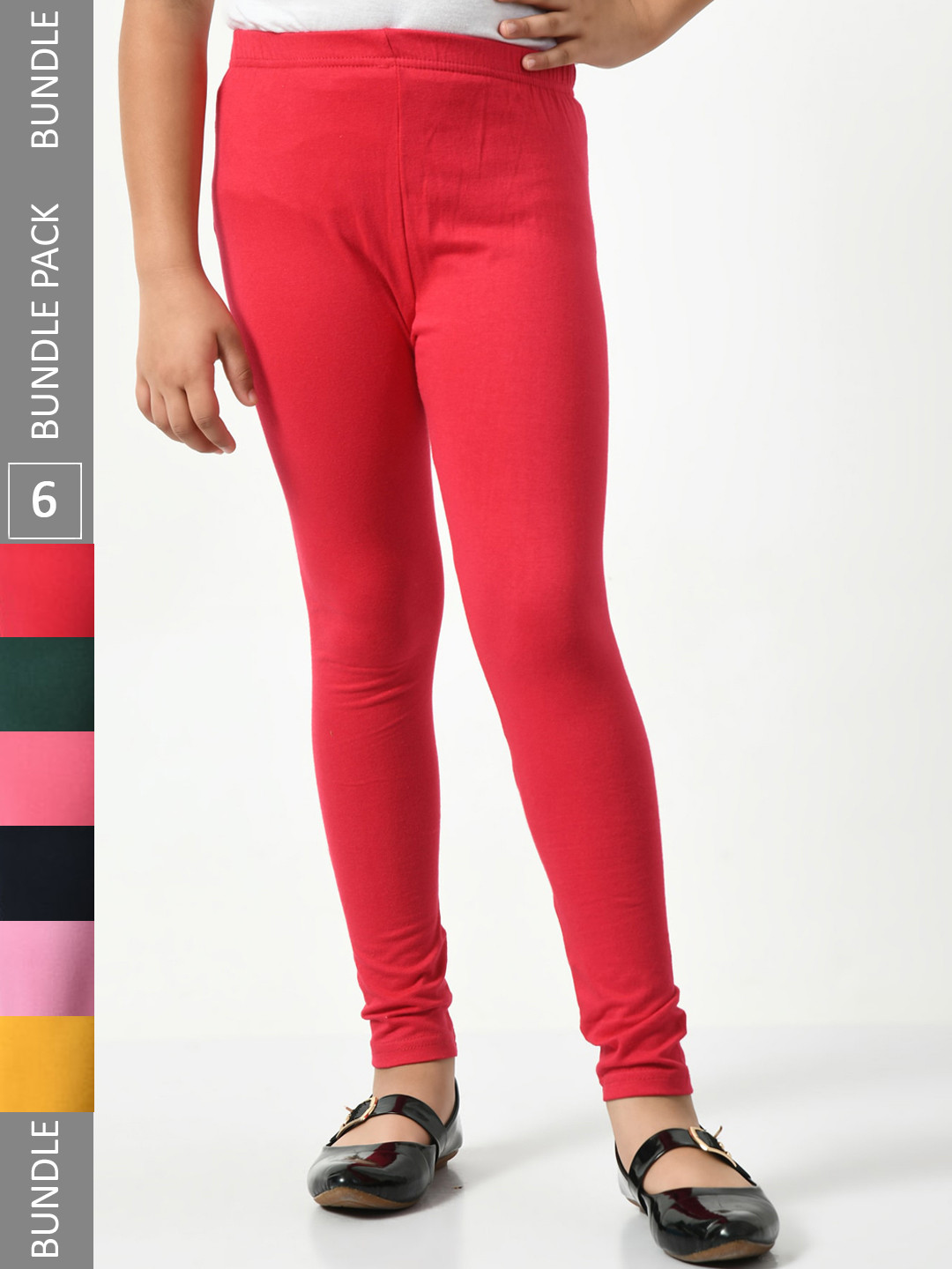 

BAESD Girls Pack of 6 Cotton Churidar-Length Leggings, Black