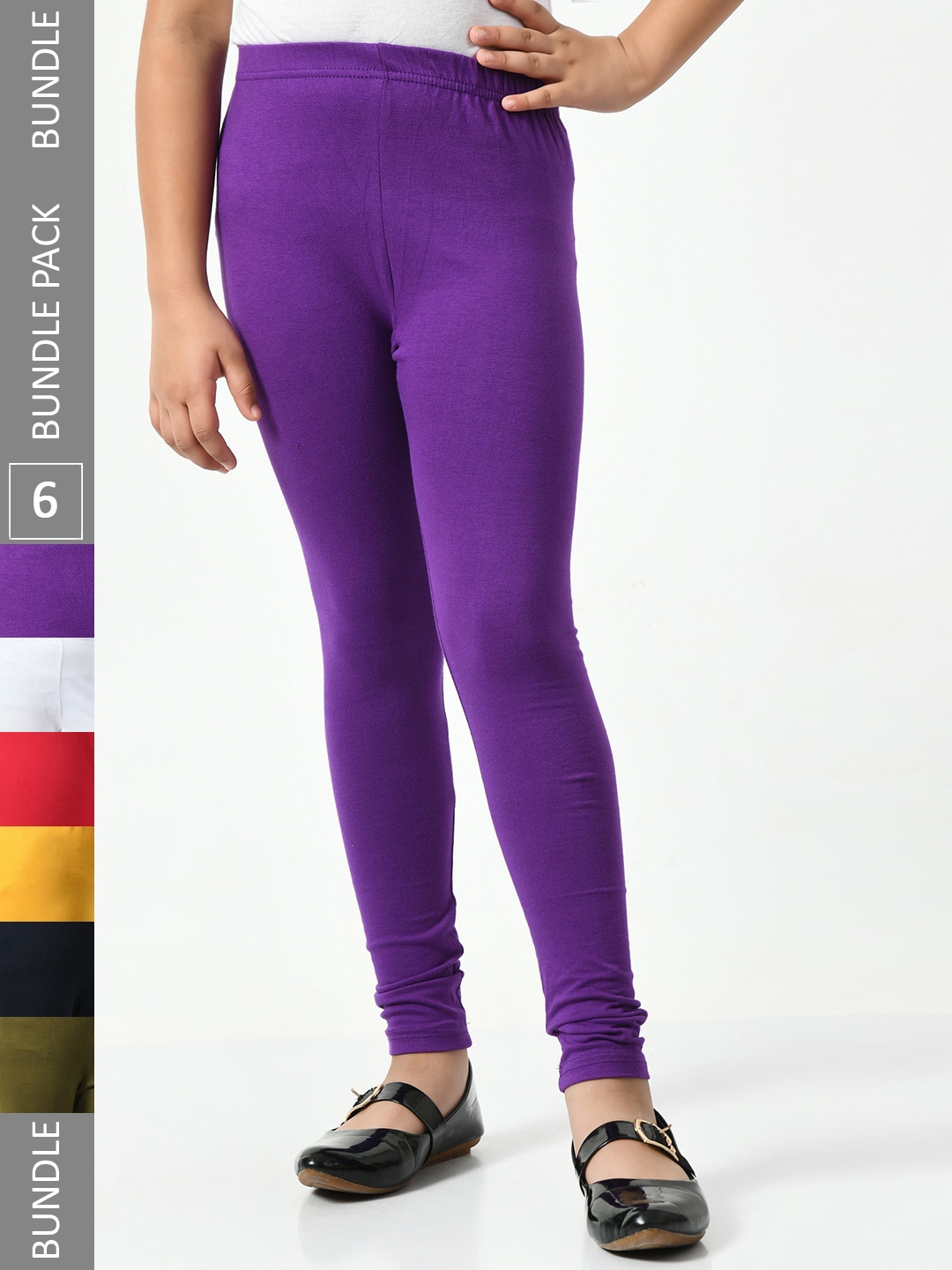 

BAESD Girls Pack Of 6 Churidar-Length Leggings, Purple