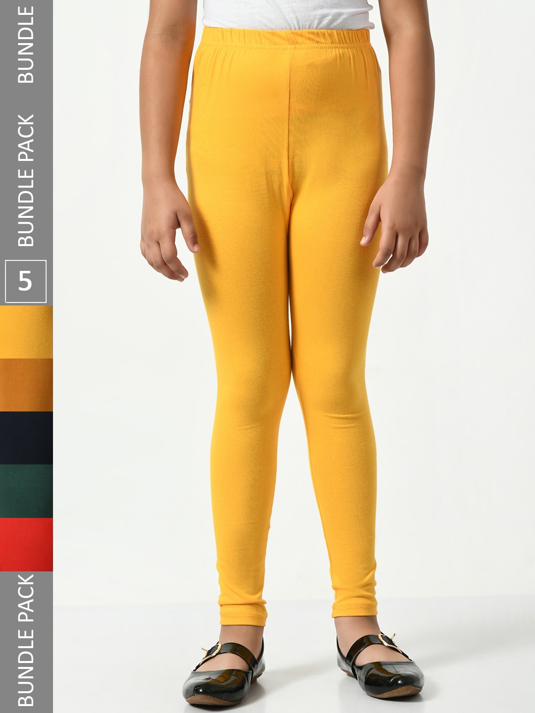 

BAESD Girls Pack Of 5 Churidar-Length Leggings, Yellow