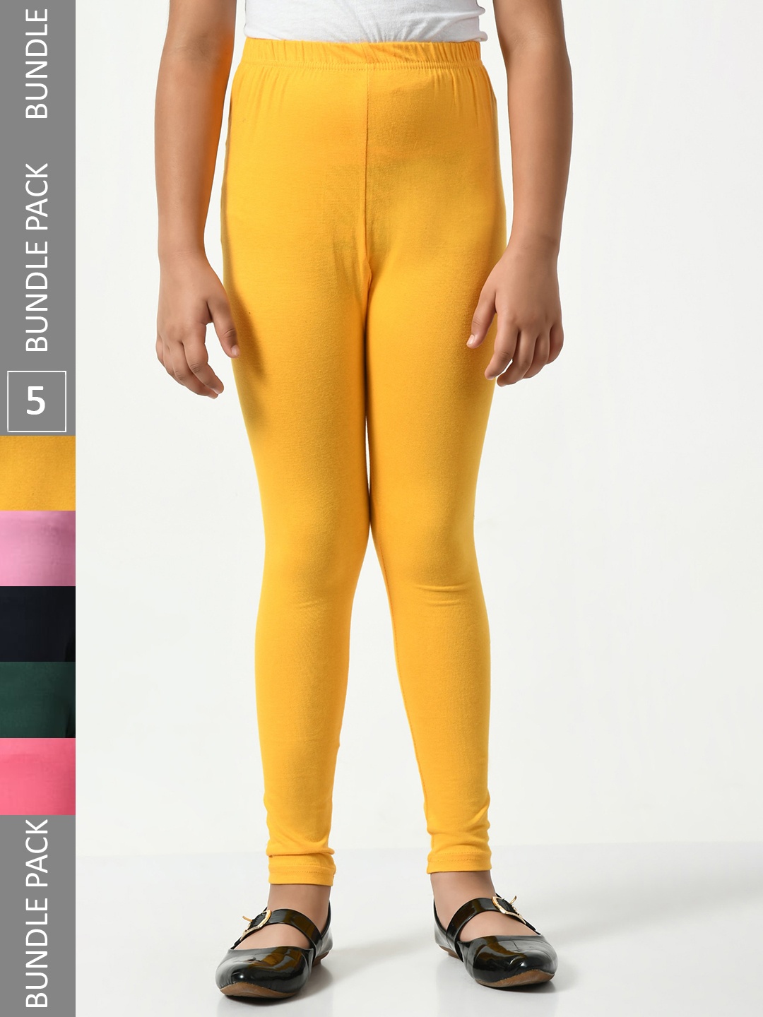 

BAESD Girls Pack Of 5 Super Soft Churidar Length Leggings, Yellow
