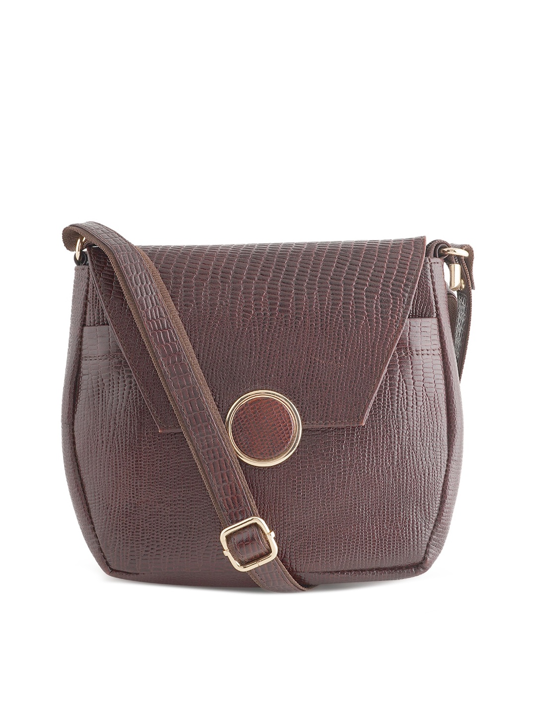 

Style Shoes Textured Leather Structured Sling Bag, Brown