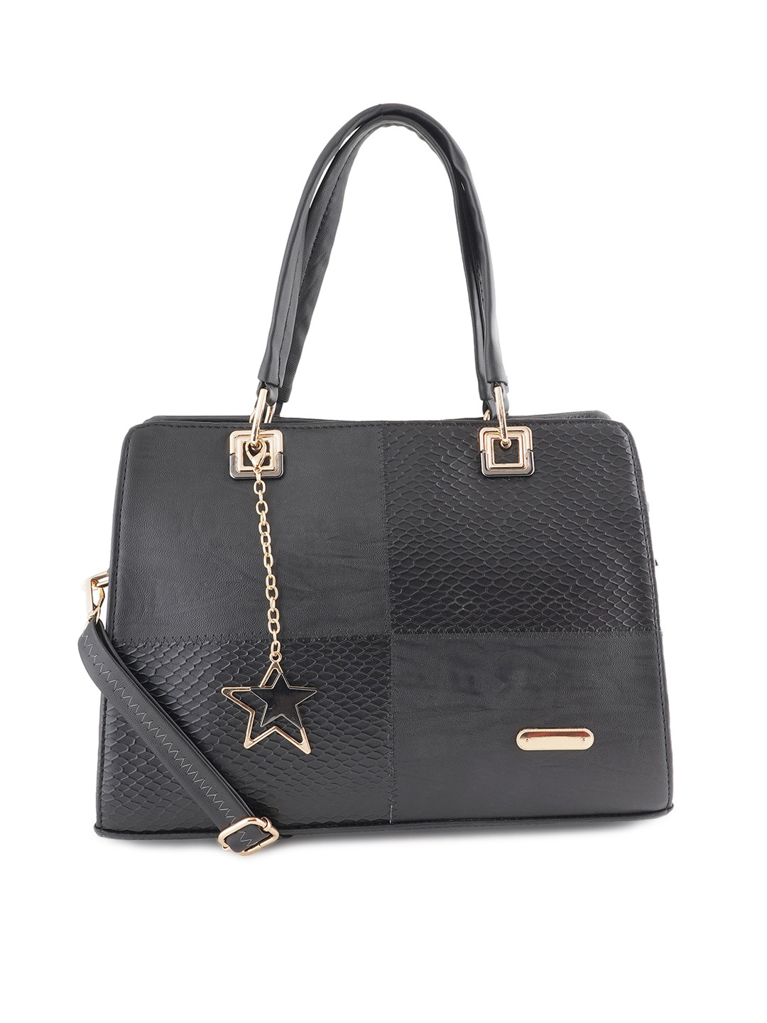 

Style Shoes Textured Structured Handheld Bag, Black