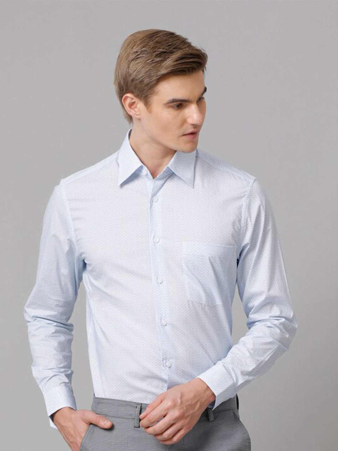 

Aldeno Cutaway Collar Slim Fit Opaque Pure Cotton Formal Shirt, Blue
