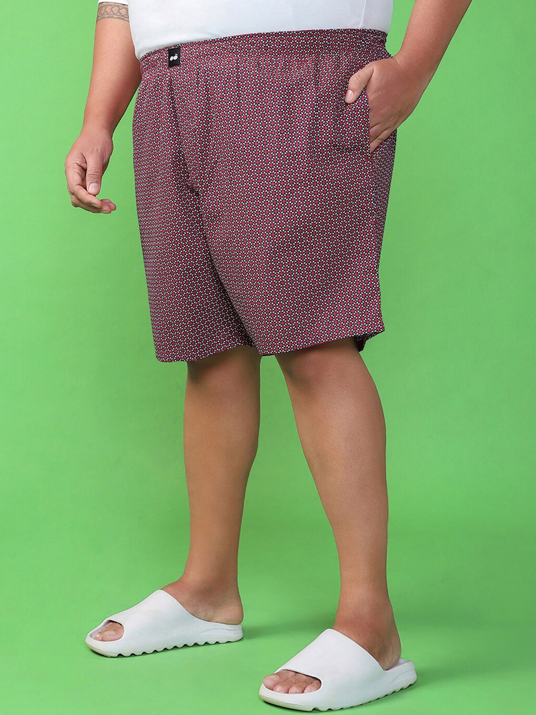 

Bewakoof Plus Elasticated Printed Boxer 570854, Maroon