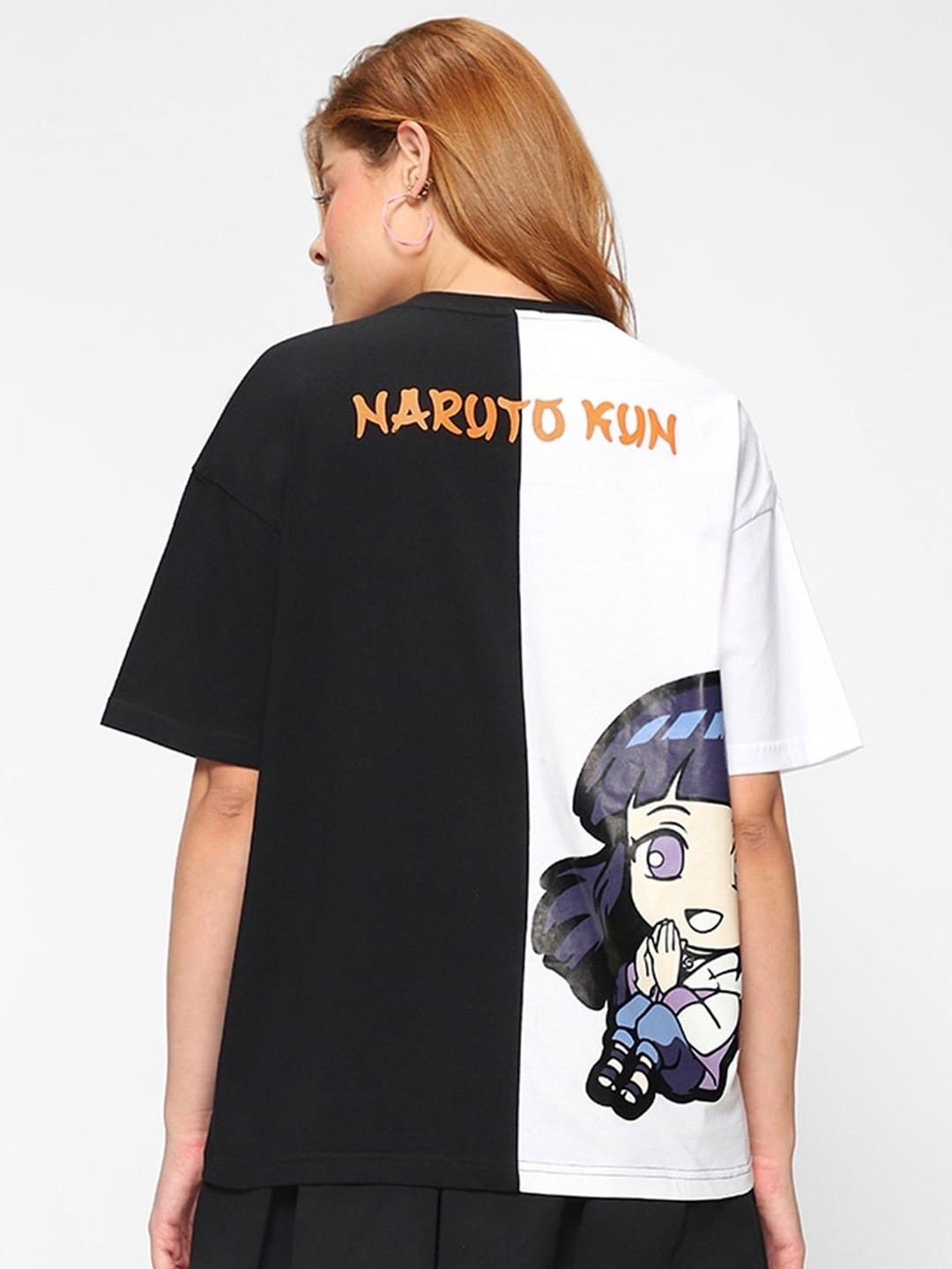 

Bewakoof Naruhina Graphic Printed Pure Cotton Oversized T-shirt, White