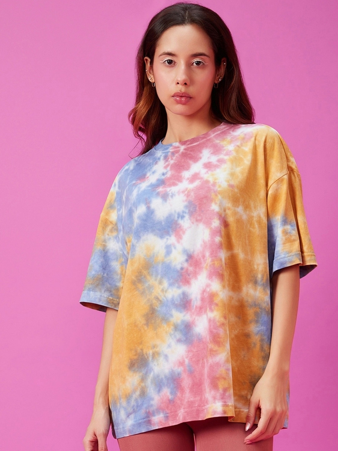 

Bewakoof Tie and Dye Oversized Pure Cotton T-shirt, White