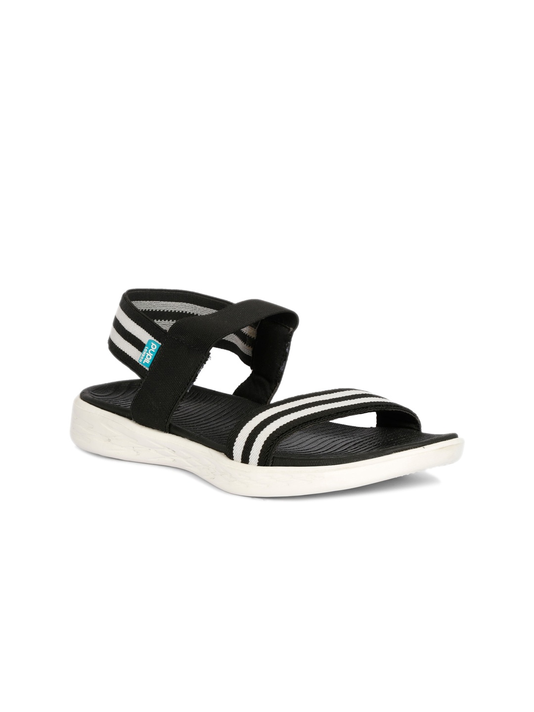 

Pupil London Women Striped Sports Sandals, Black