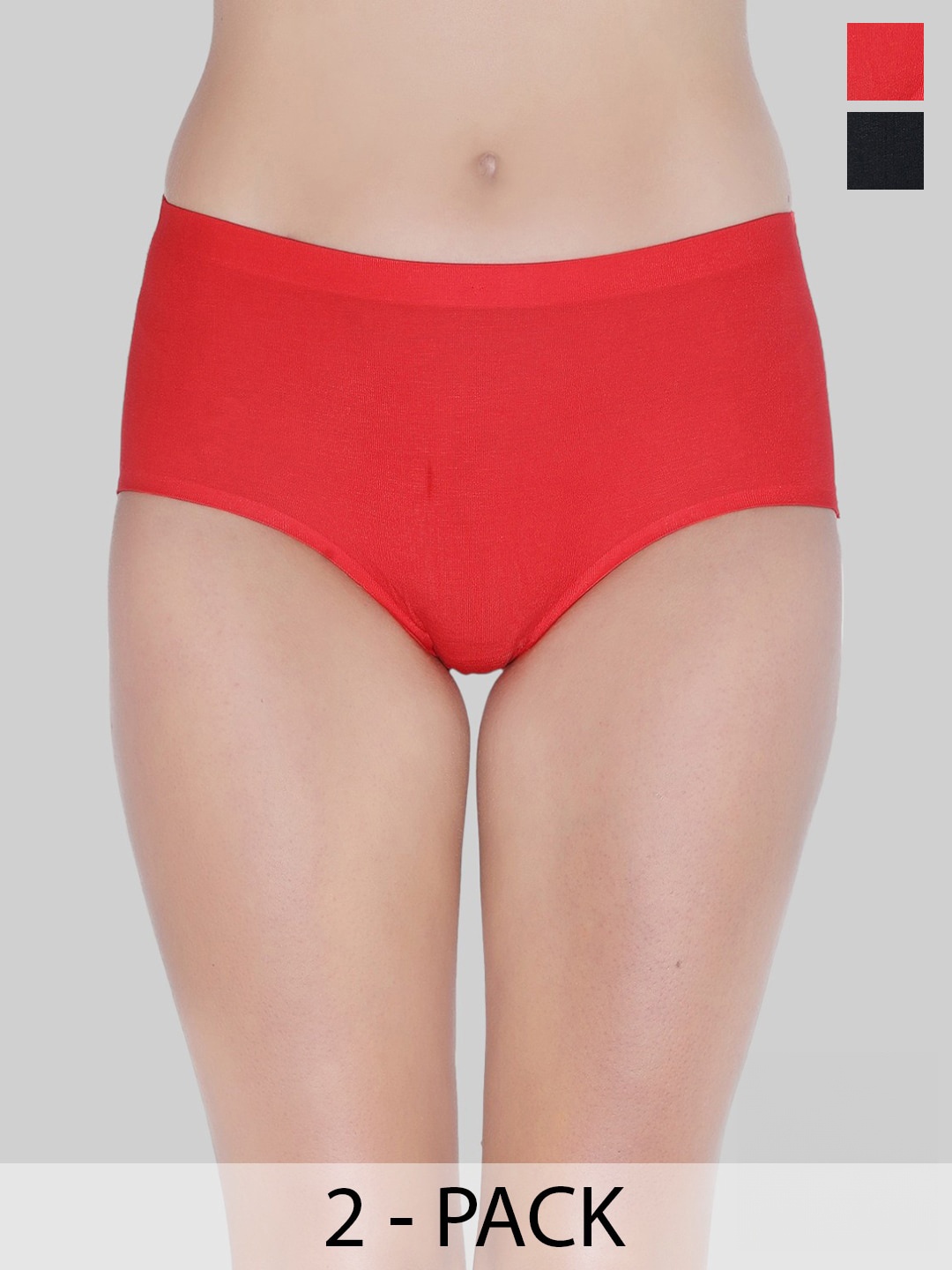 

PLUMBURY Pack Of 2 Cotton Anti-Microbial Seamless Hipster Briefs, Black