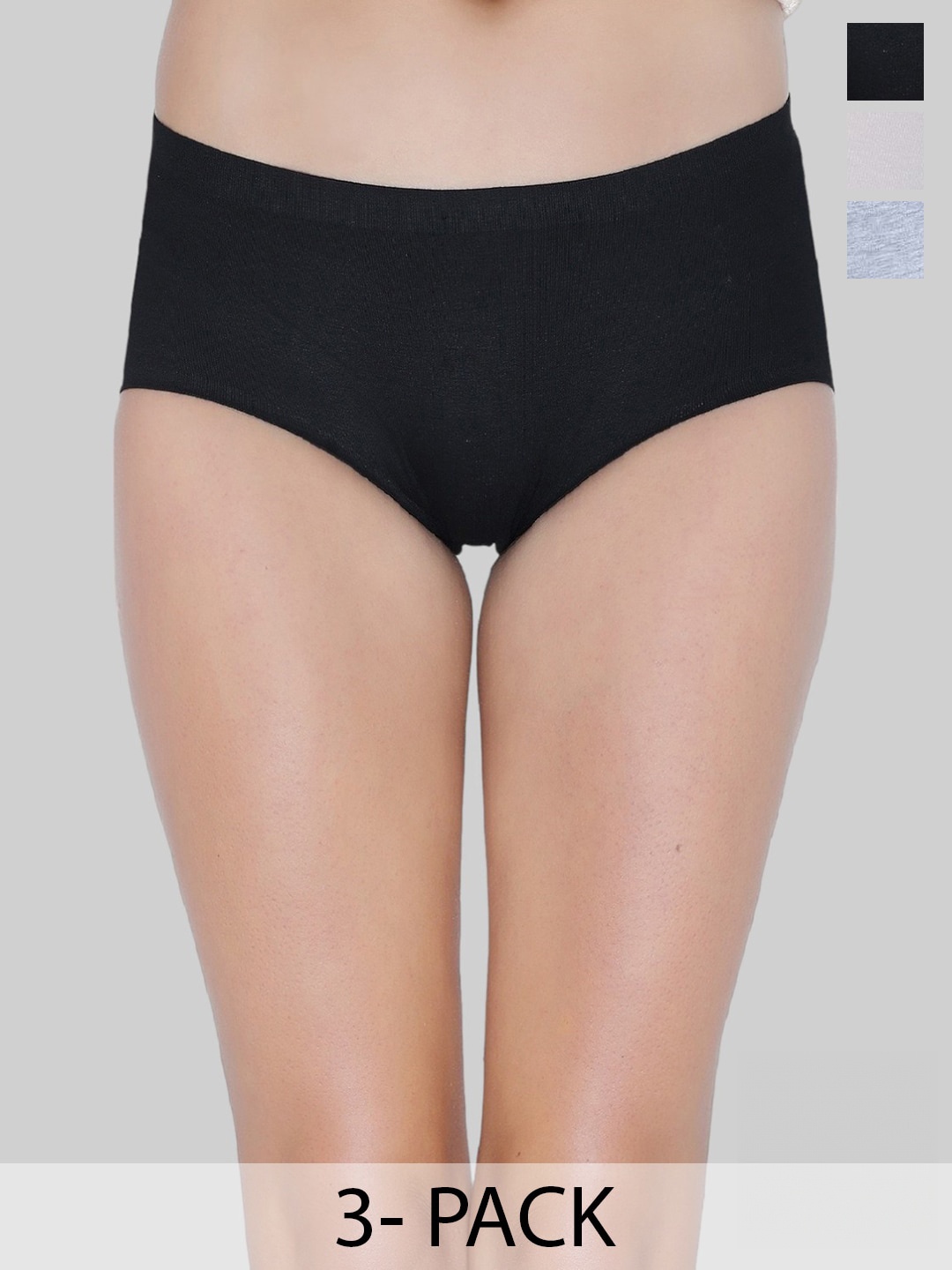 

PLUMBURY Women Pack of 4 Seamless Hipster Briefs, Grey