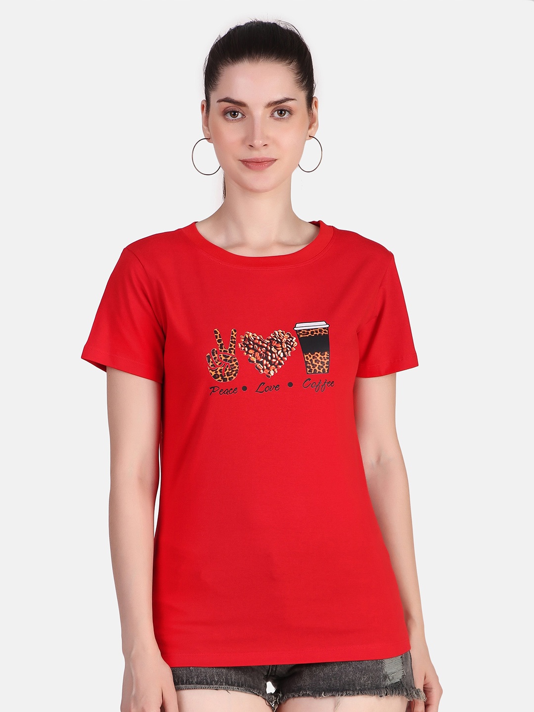 

Jollify Graphic Printed Round Neck Pure Cotton Regular T-shirt, Red